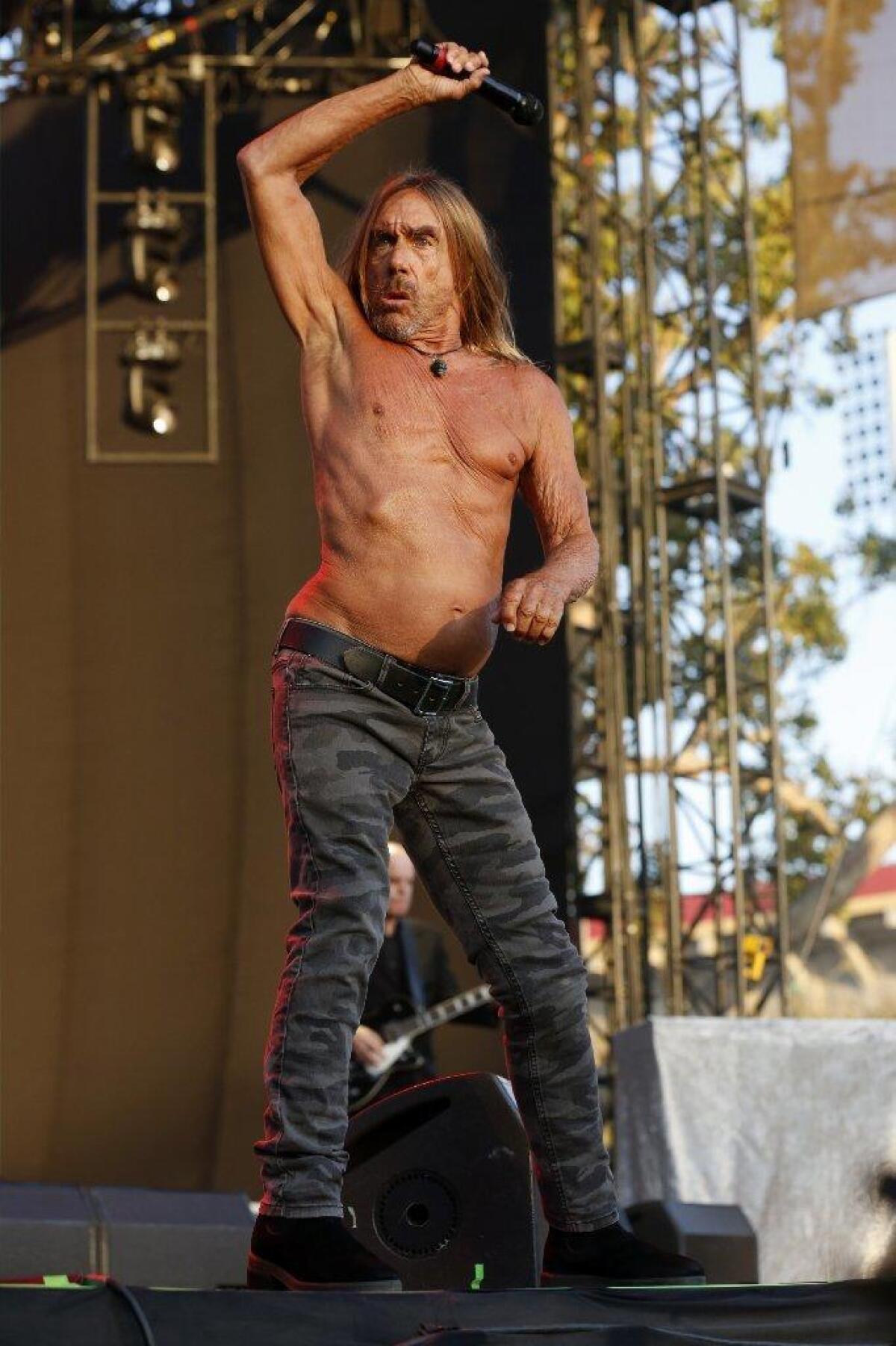 Iggy Pop strikes a signature stance at FYF.