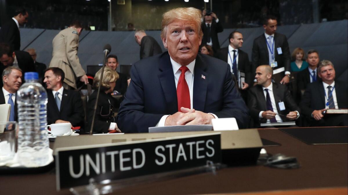 President Donald Trump at a North Atlantic Council meeting in Brussels, Belgium on July 11, 2018.