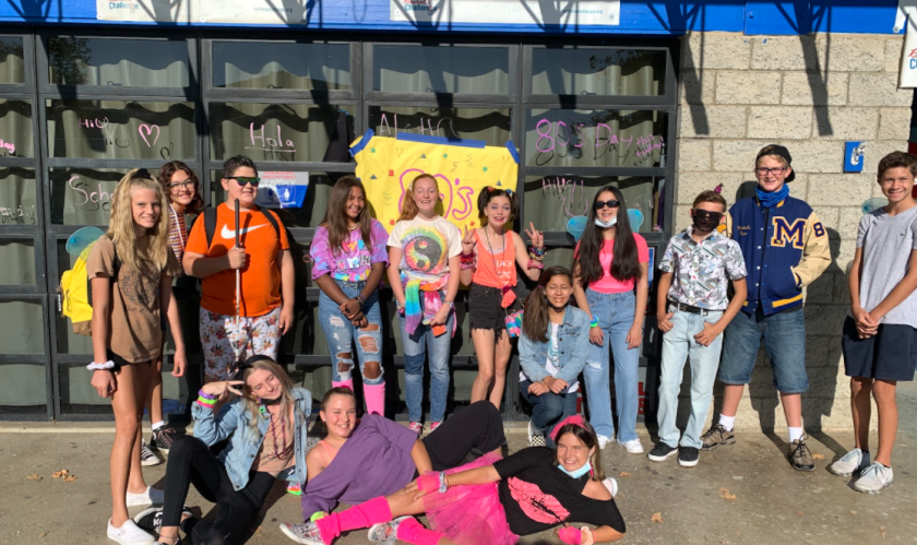 Spirit Day on Olive Peirce Middle School campus: 80's Day