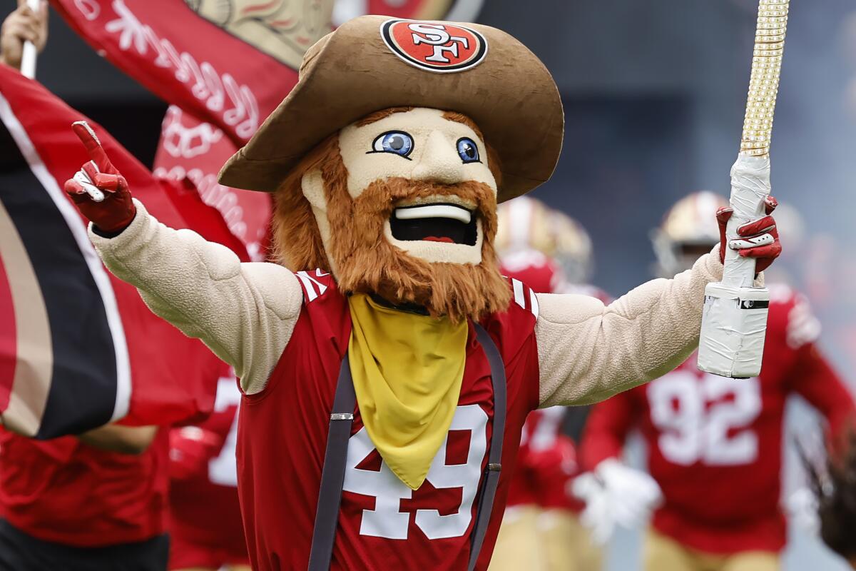 San Francisco 49ers mascot Sourdough Sam before an NFL football game