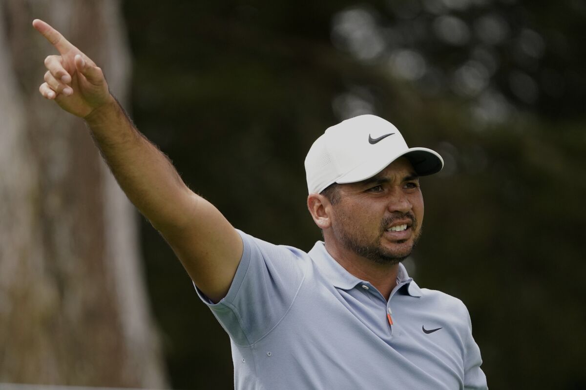 Jason Day of Australia, watches his tee shot on the sixth hole during the first round of the PGA Championship golf tournament at TPC Harding Park Thursday, Aug. 6, 2020, in San Francisco. (AP Photo/Charlie Riedel)