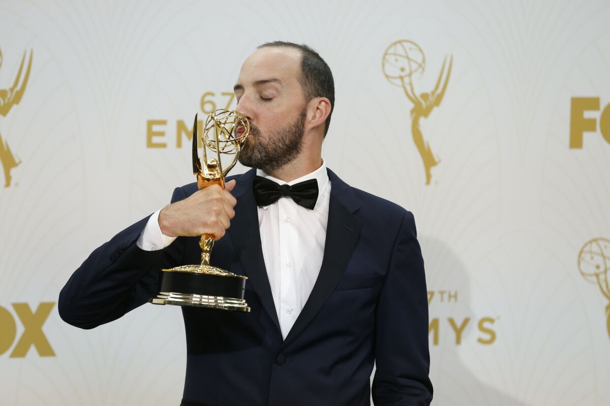 LOS ANGELES, CA., September 20, 2015: Tony Hale won the Emmy for Outstanding Supporting Actor in a Comedy Series in the Photo Deadline Room at the 67th Annual Primetime Emmy Awards at the Microsoft Theater in Los Angeles, CA. (Allen J. Schaben / Los Angeles Times)