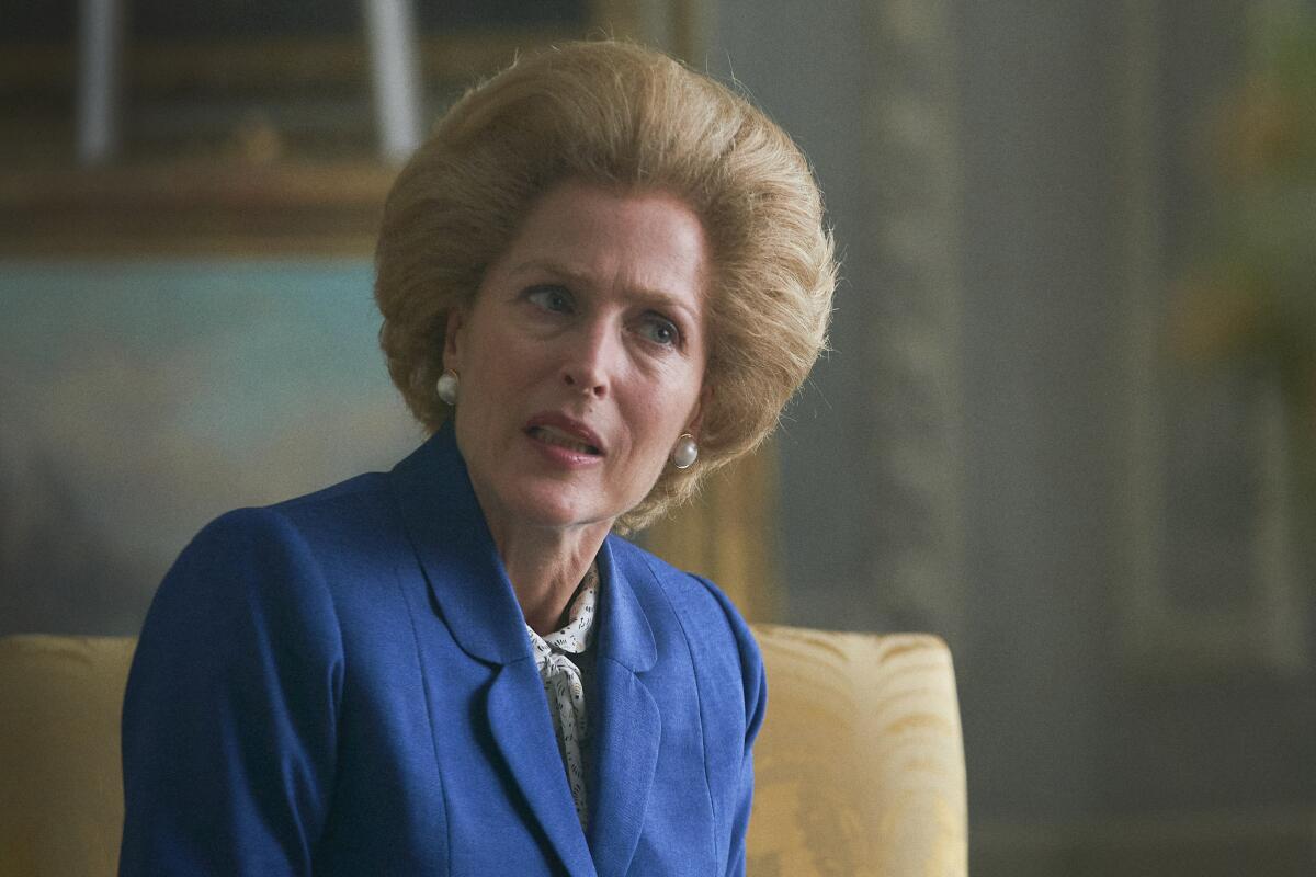 Gillian Anderson as Margaret Thatcher in "The Crown."
