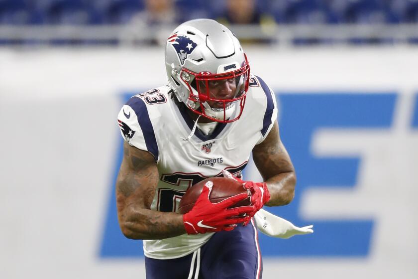 New England Patriots strong safety Patrick Chung runs the ball before an NFL preseason football game against the Detroit Lions in Detroit, Thursday, Aug. 8, 2019. (AP Photo/Paul Sancya)