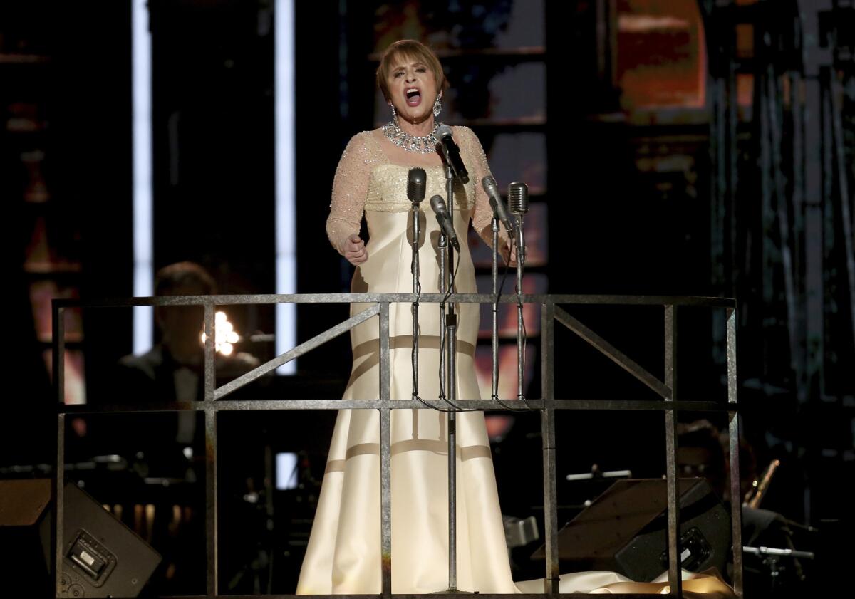 Patti LuPone performs "Don't Cry for Me Argentina" during a tribute to Andrew Lloyd Webber at the Grammys.