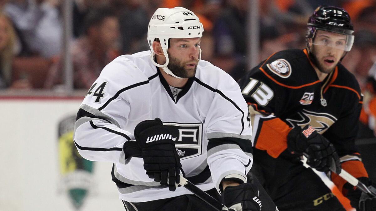 Kings defenseman Robyn Regehr is still out after being injured in Game 1 against the Ducks. Kings Coach Darryl Sutter isn't discussing specifics about Regehr's injury.