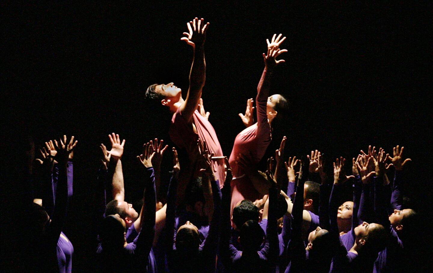 The conclusion of the second dance by Hamazkayin Ani Dance Company called Belfries are Sustained Forever at the Armenian Genocide Commemoration at the Alex Theatre in Glendale on Tuesday, April 24, 2012.