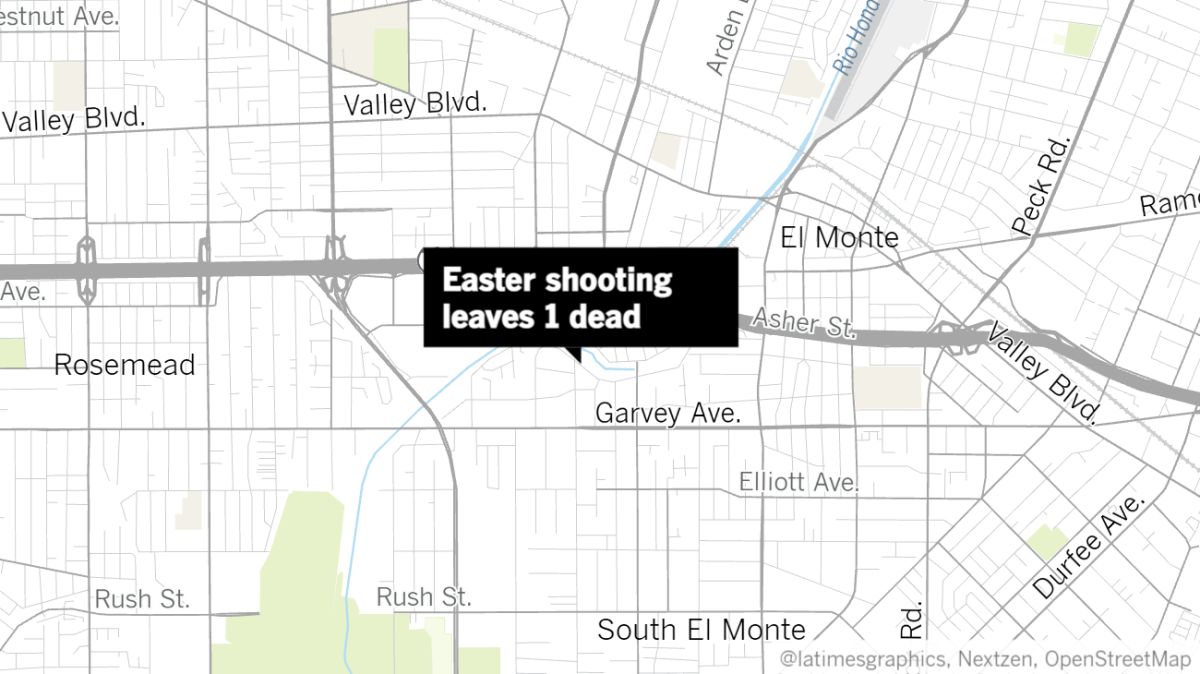 Map of where a man was shot and killed Sunday in El Monte