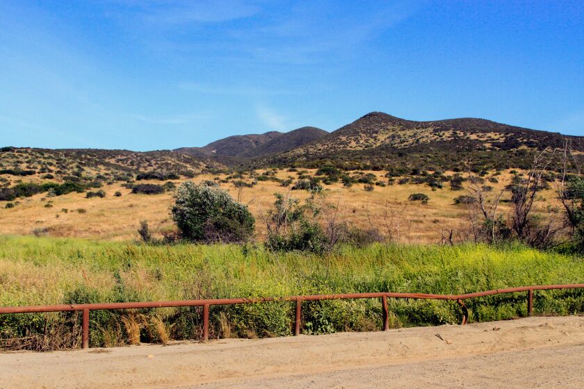 The view from Proctor Valley Road southwest of Jamul and northeast of Chula Vista on May 14, 2019. The stretch of land is the location of a proposed 1,119-home development known as Otay Ranch Village. The area has burned about once every 18 months on average over the last century and was the scorched by the Harris Fire in 2007, one of California's most destructive wildfires ever recorded.