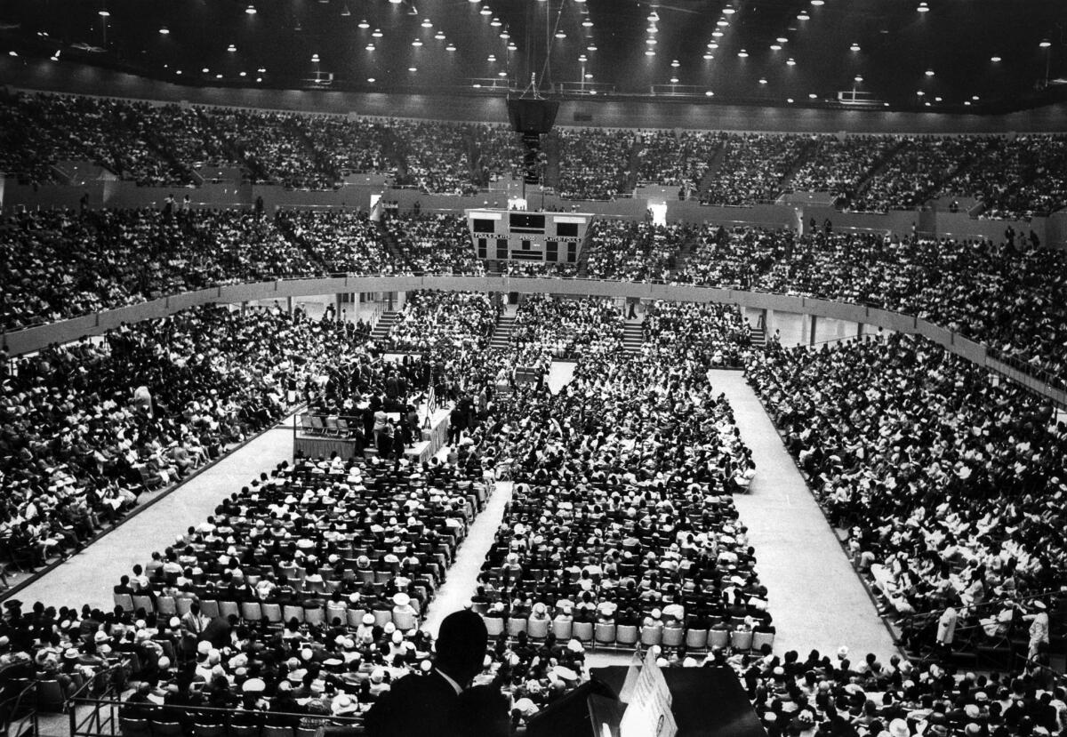 June 18, 1961: The Sports Arena is filled to the rafters for the Freedom Rally where King spoke.