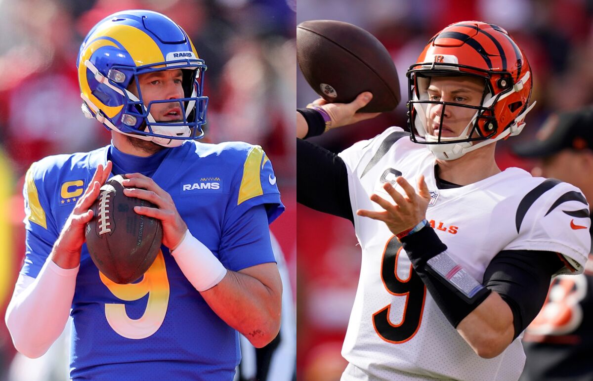 Matthew Stafford and Joe Burrow look to pass during games.
