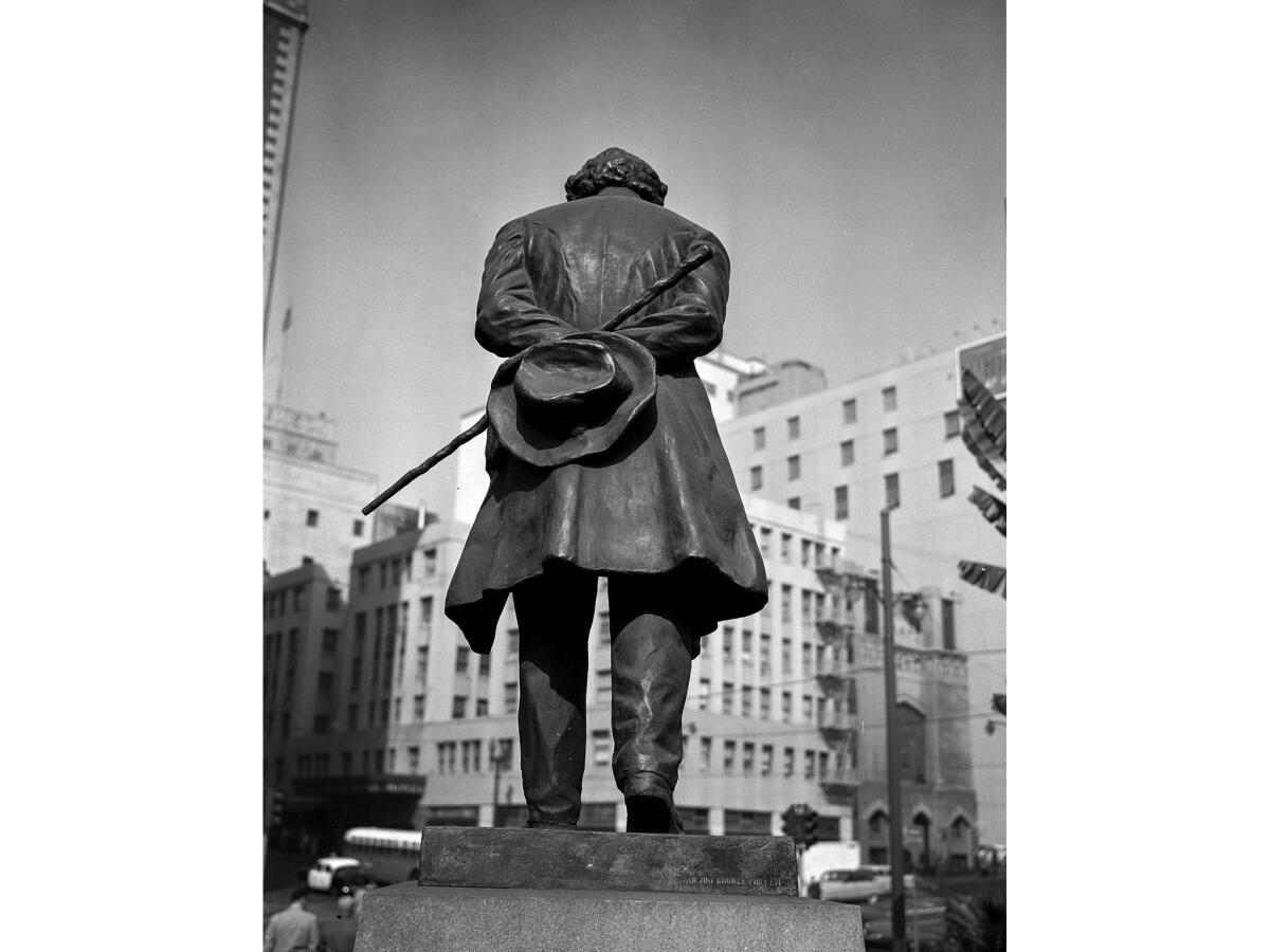 Nov. 9, 1955: Statue of Ludwig van Beethoven in Pershing Square used in the "Know Your City" photography series.