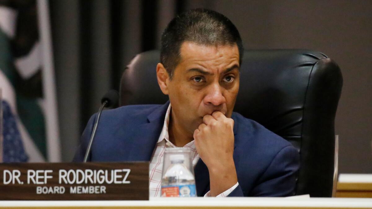 L.A. school board member Ref Rodriguez during a November board meeting.