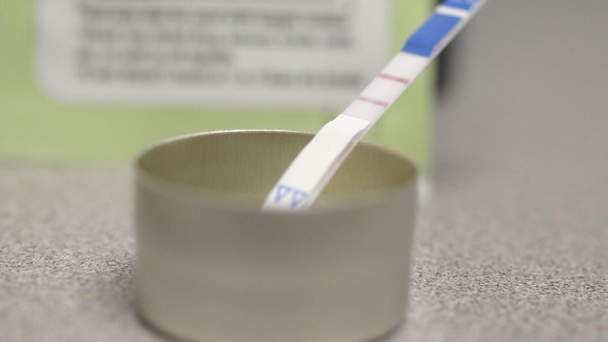 Two pink lines on the test strip means there's no fentanyl in the drug tested. One line means there is.