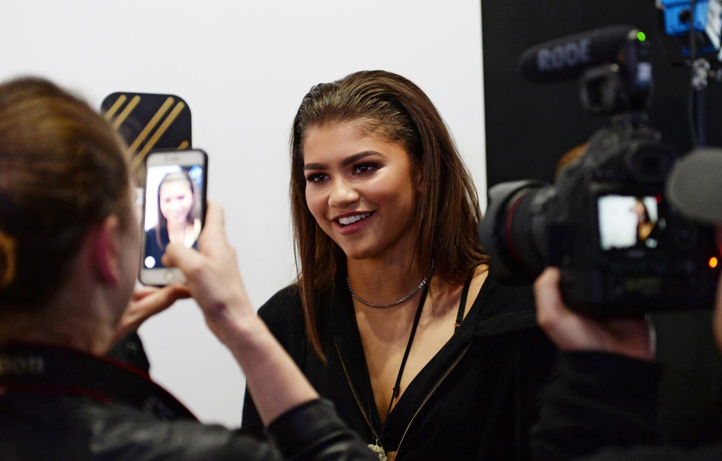 Actress and singer Zendaya arrives at the Daya by Zendaya Pop-up Shop at Known Gallery in Los Angeles on Nov. 5.