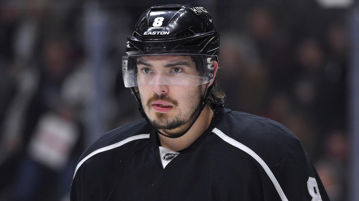 Kings defenseman Drew Doughty during a stoppage in play against the San Jose Sharks at Staples Center on Dec. 27.