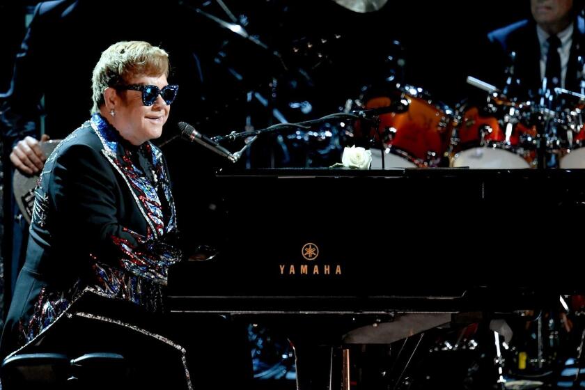 NEW YORK, NY - JANUARY 28: Recording artist Sir Elton John performs onstage during the 60th Annual GRAMMY Awards at Madison Square Garden on January 28, 2018 in New York City. (Photo by Kevin Winter/Getty Images for NARAS) ** OUTS - ELSENT, FPG, CM - OUTS * NM, PH, VA if sourced by CT, LA or MoD **