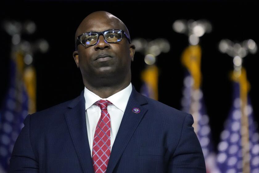 FILE - Rep. Jamaal Bowman, D-N.Y., listens to fellow speakers before President Joe Biden speaks on the debt limit during an event at SUNY Westchester Community College, Wednesday, May 10, 2023, in Valhalla, N.Y. (AP Photo/John Minchillo, File)