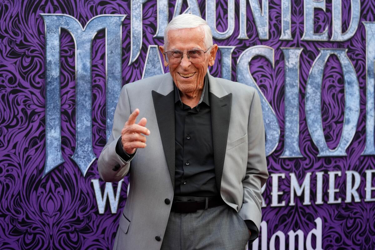 Bob Gurr arrives at the premiere of Disney's "Haunted Mansion" movie in 2023 at Disneyland.