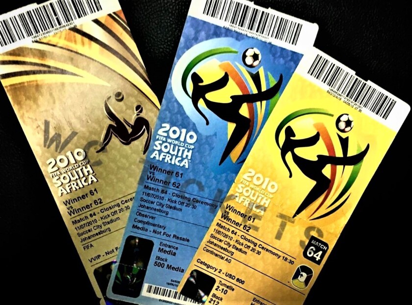 Mohammed Abdullatef's collection has tickets from the 2010 World Cup.