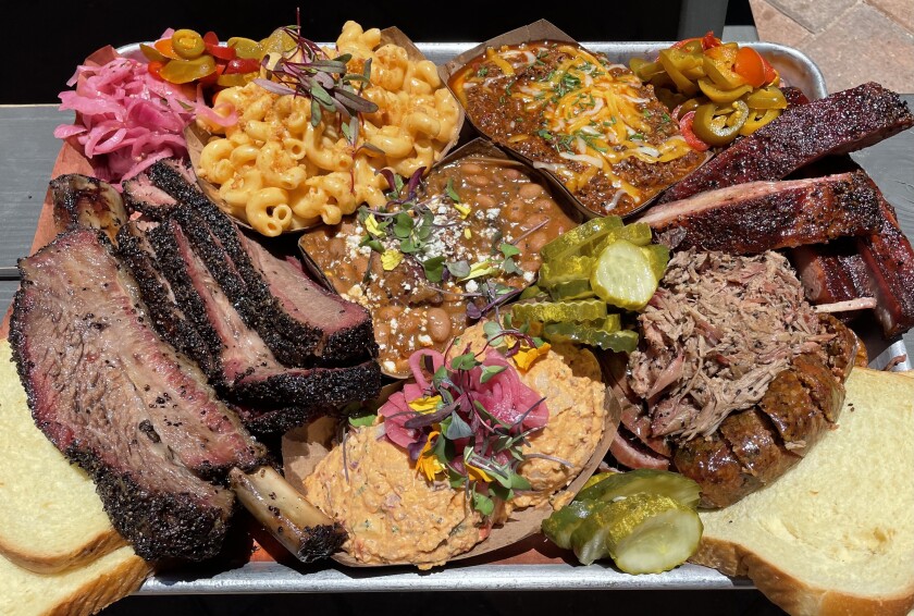 A platter at Heritage Barbecue in San Juan Capistrano.