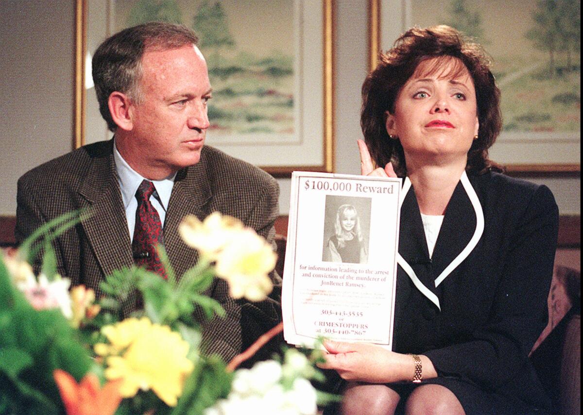 John and Patsy Ramsey offered a reward in 1997 for clues in the slaying of their daughter, JonBenet.