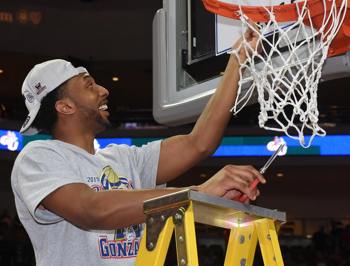 Gonzaga guard Byron Wesley, seen here cutting down the nets after winning the West Coast Conference tournament, has been afforded new opportunities after his transfer from USC.