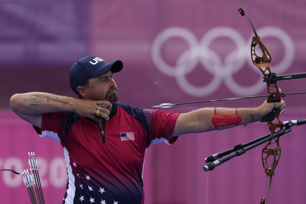U.S. archer Brady Ellison takes a shot at the Tokyo Olympics.