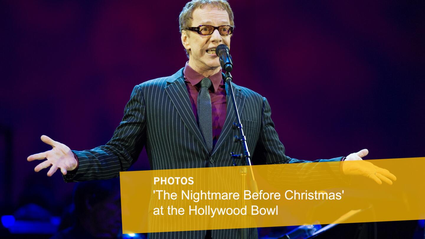 Danny Elfman sings during the "Nightmare Before Christmas" concert at the Hollywood Bowl on Oct. 31.