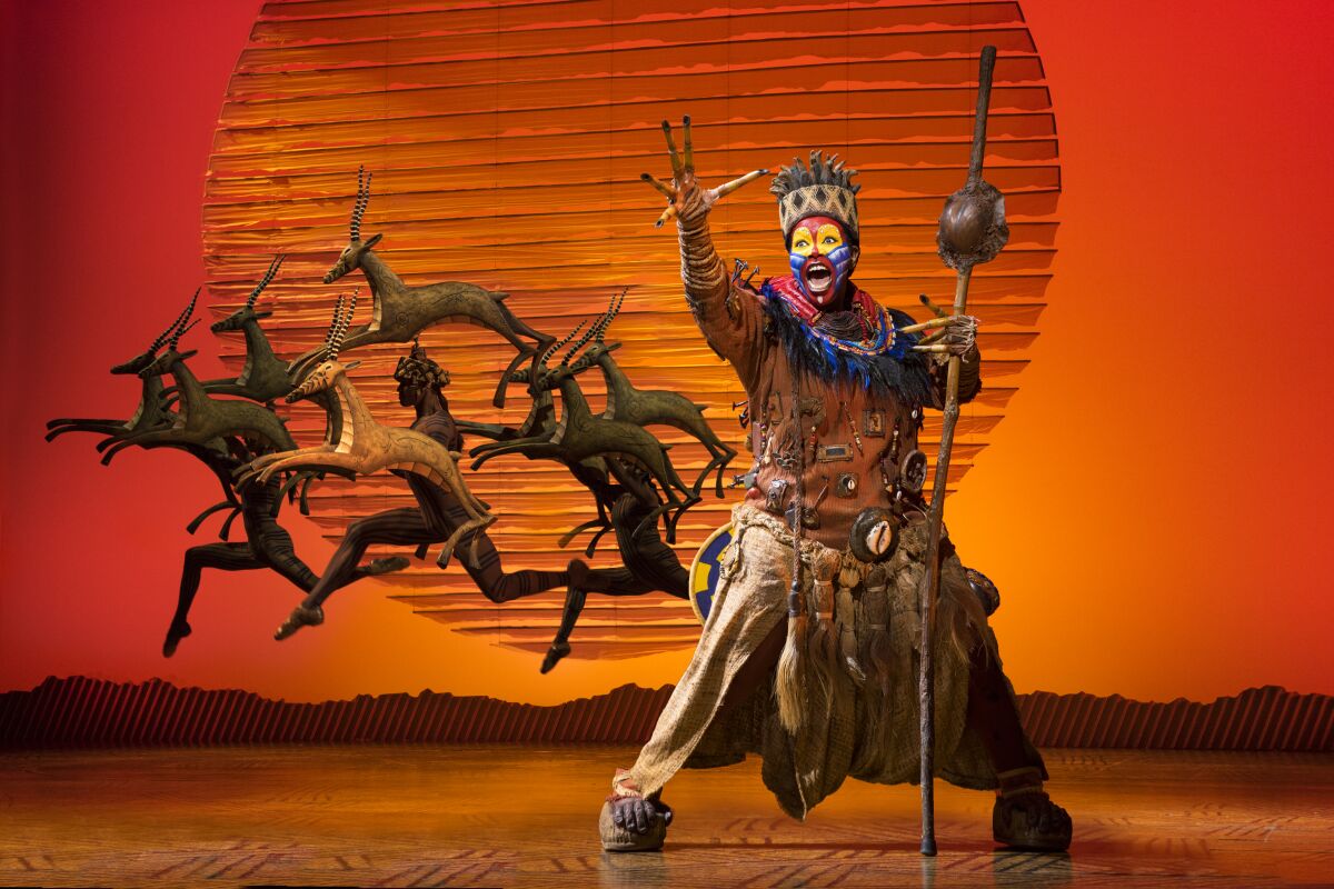 Rafikik and the gazelles in the North American touring production of "The Lion King."