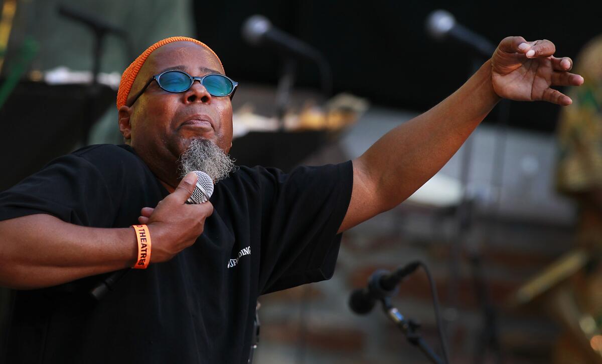 Dwight Trible, executive director of the World Stage in Leimert Park, performs at the Angel City Jazz Festival in 2011.