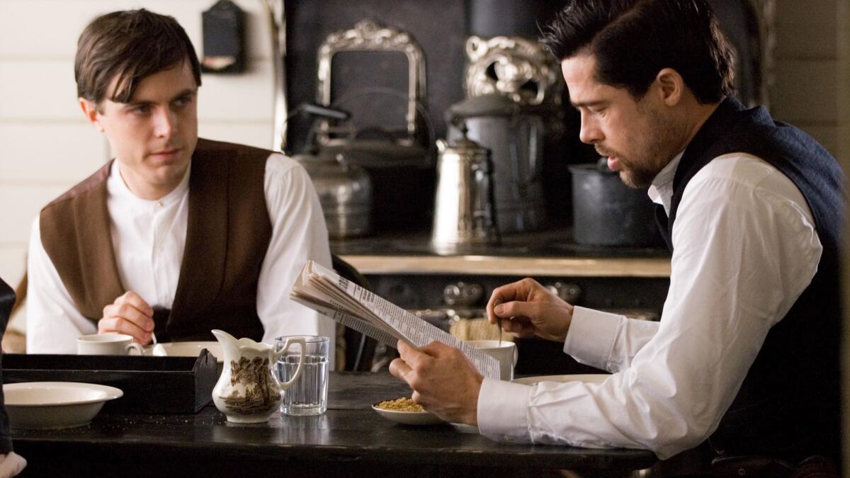 Casey Affleck and Brad Pitt in "The Assassination of Jesse James by the Coward Robert Ford."