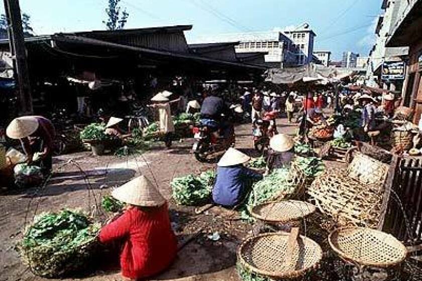 Bargains are plentiful at Da Lats busy outdoor market, where shoppers buy food, handicrafts and clothing.