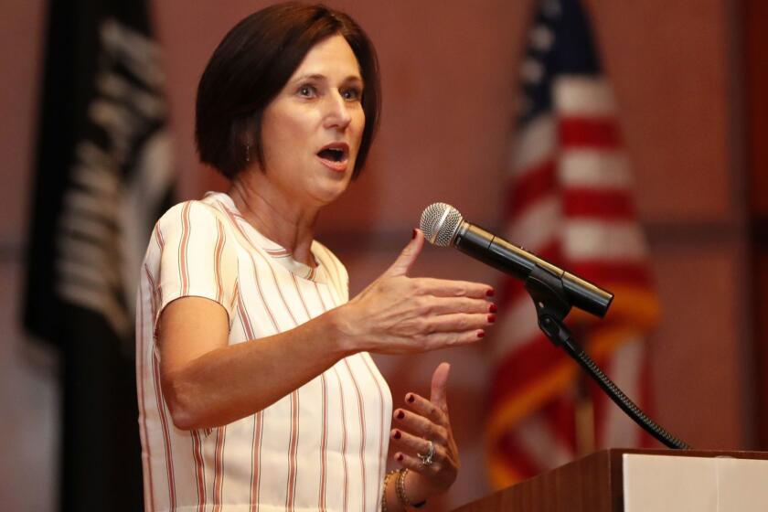 YORBA LINDA, CALIF. -- FRIDAY, SEPT. 29, 2017: Rep. Mimi Walters, who represents California's 45th District, speaks at the College Republican Leadership retreat at the Richard Nixon Library in Yorba Linda Saturday, Sept. 30, 2017. (Allen J. Schaben / Los Angeles Times)