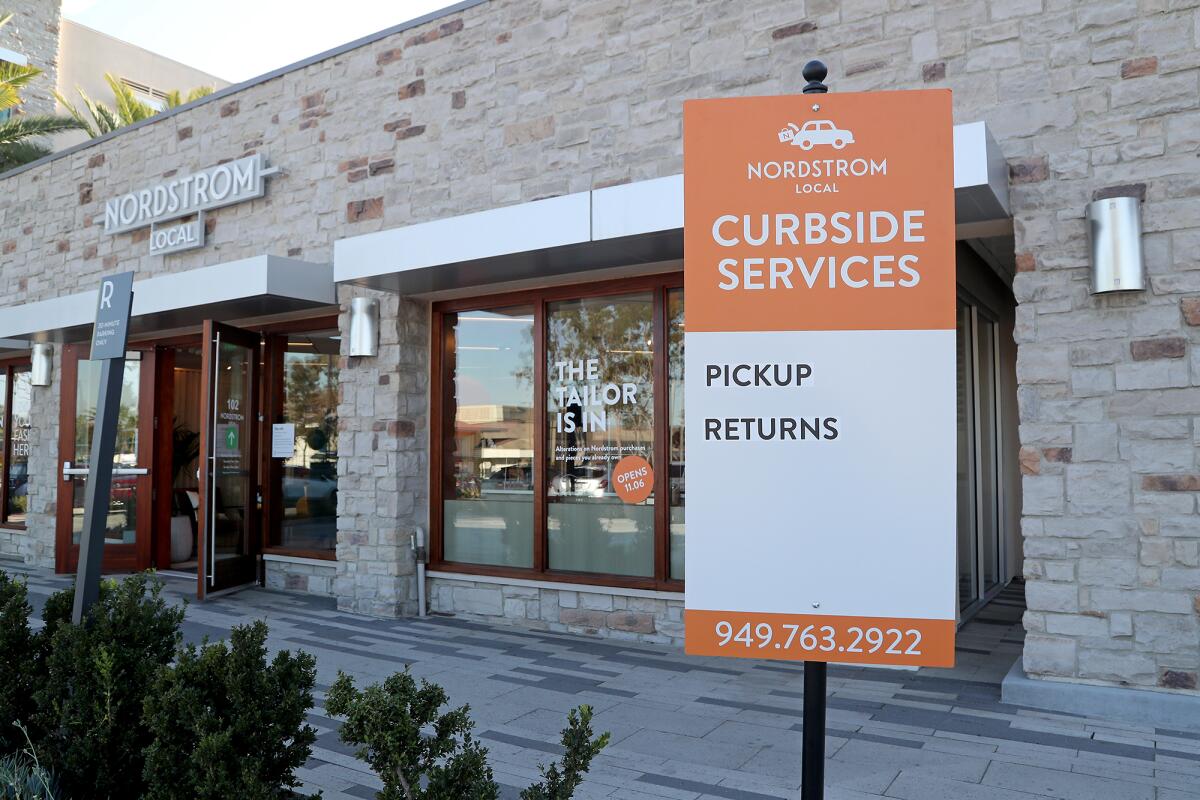A new Nordstrom Local service hub offers curbside services in Newport Beach.