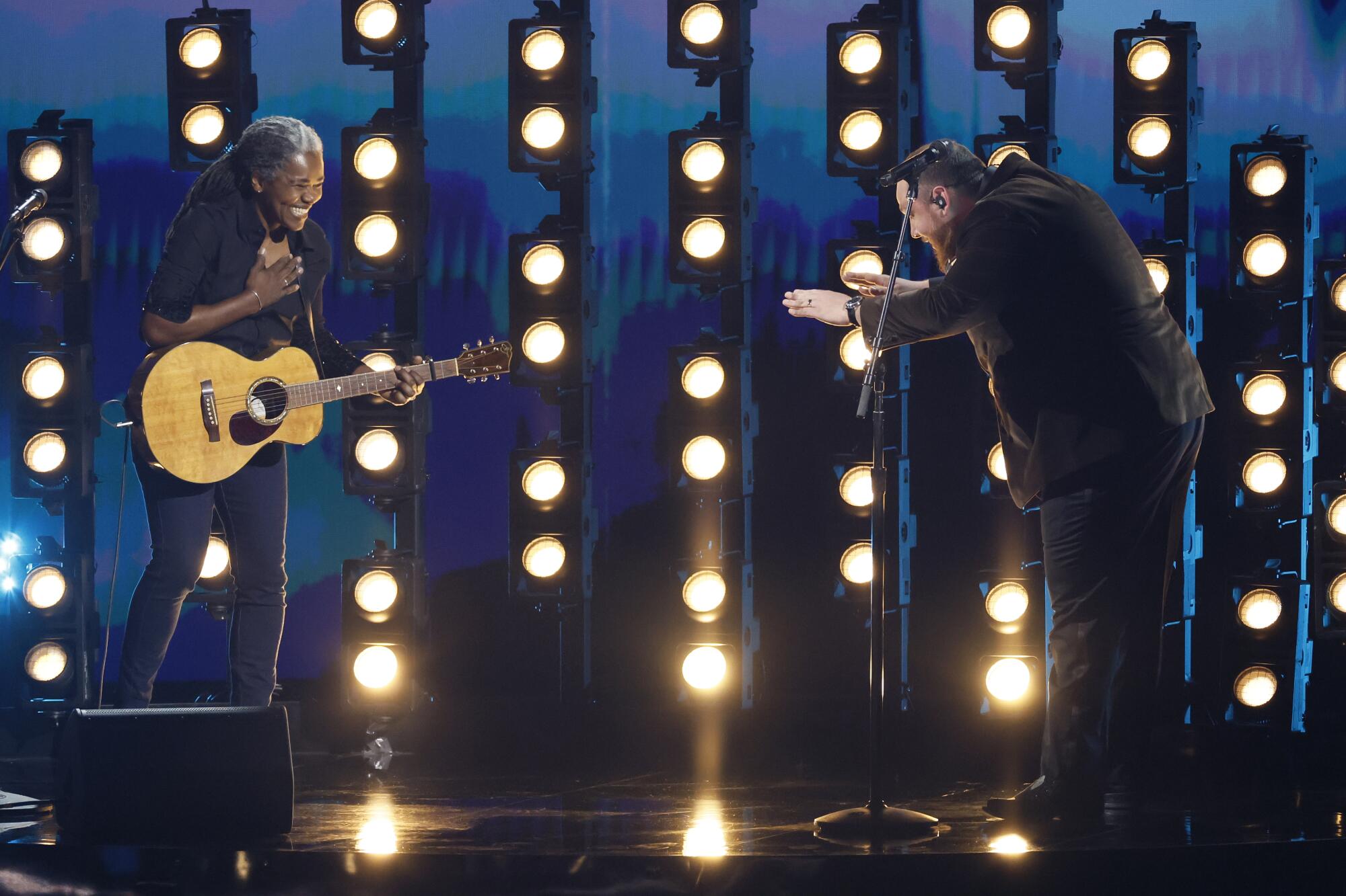 Tracy Chapman and Luke Combs perform "Fast Car" at the 66th Grammy Awards on Sunday.