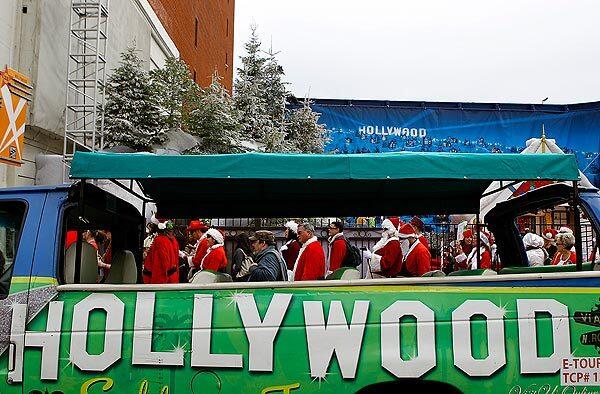 Walking along Hollywood Boulevard