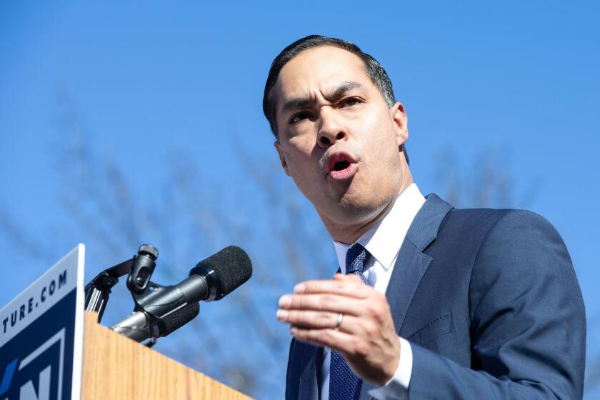 Former United States Secretary of Housing and Urban Development Juliàn Castro announces his candidacy for President of the United States in his hometown of San Antonio, Texas on January 12, 2019.