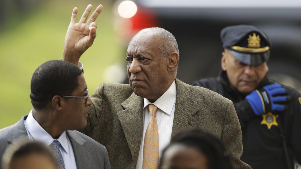 Bill Cosby arrives at the Montgomery County Courthouse for his sexual assault trial on Thursday.
