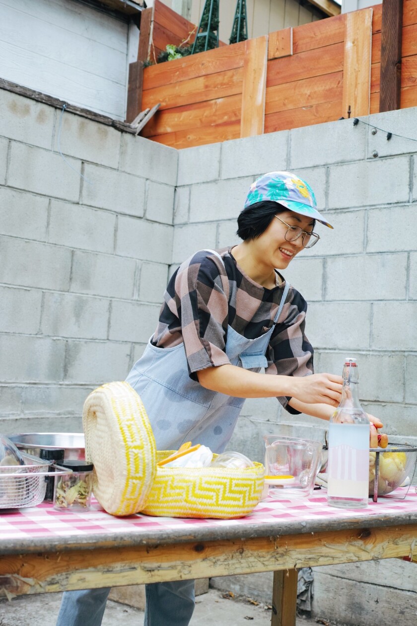 Jessica Wang teaching a pickle workshop.