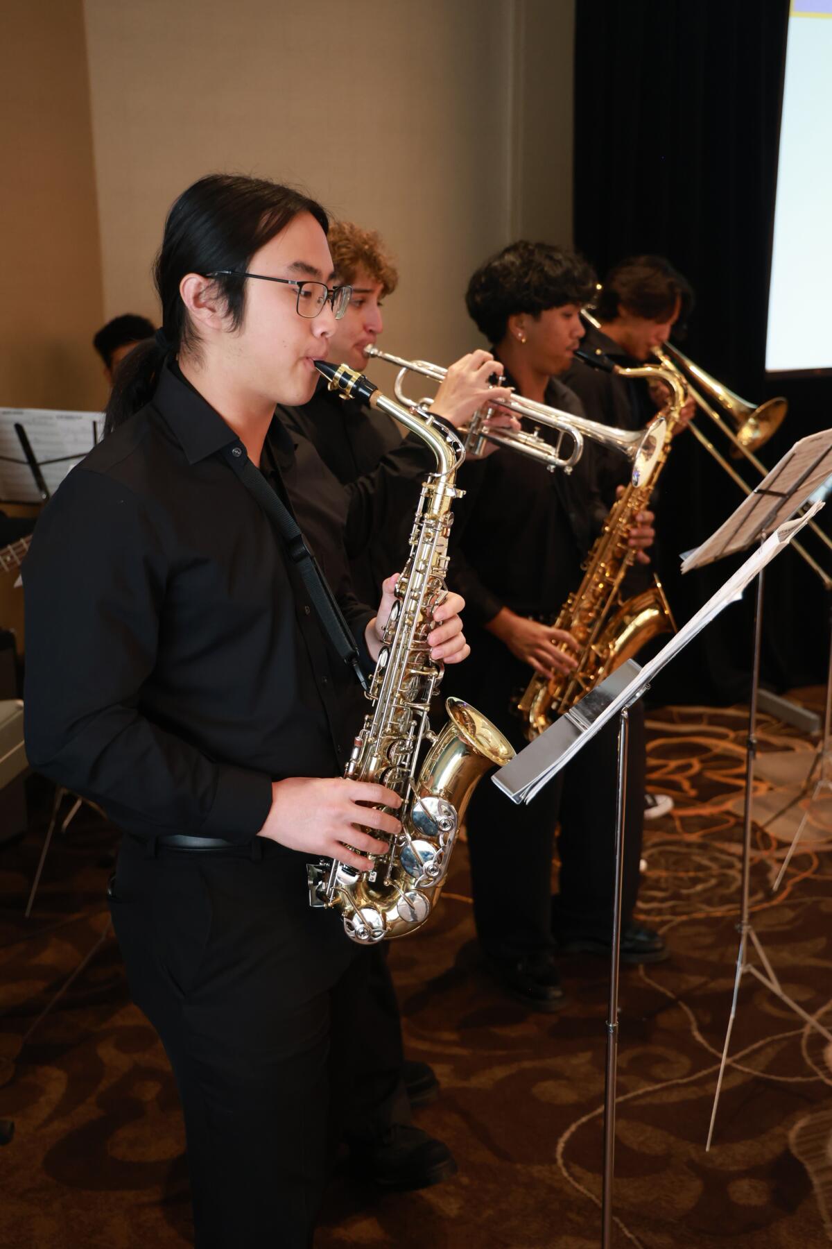 The Costa Mesa High School Jazz Band play Wednesday at a State of the City luncheon at the Hilton Orange County/ Costa Mesa.