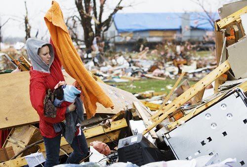 Looking through debris