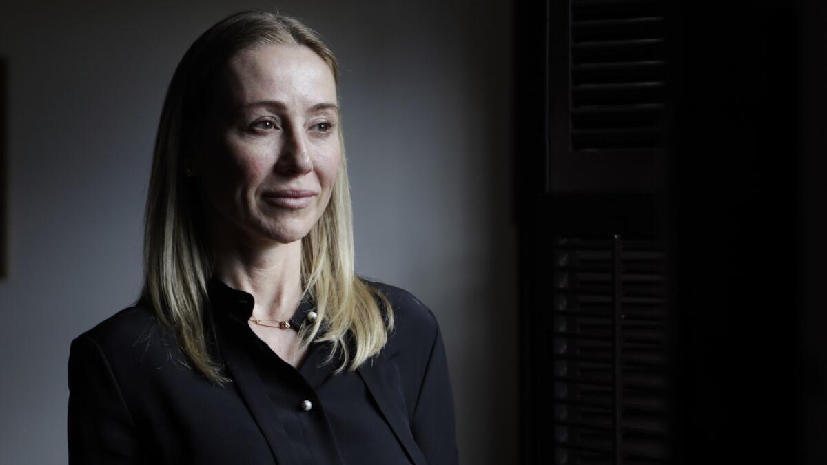 Belinda Stronach, CEO of the Stronach Group that owns the Santa Anita race track, is photographed in the executive offices of the track.