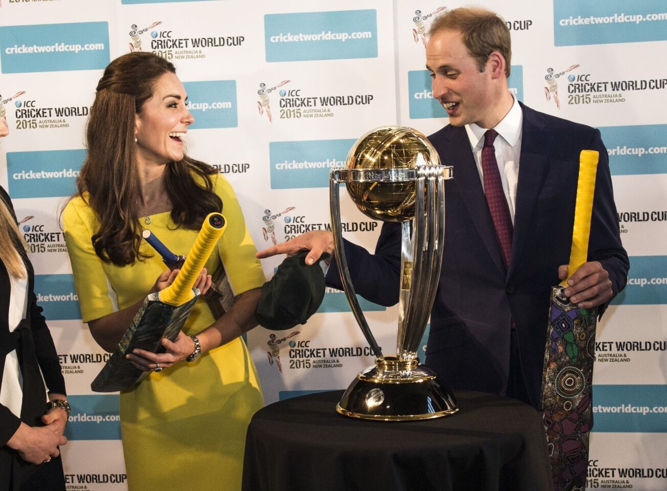 The royals received a pair of cricket bats.
