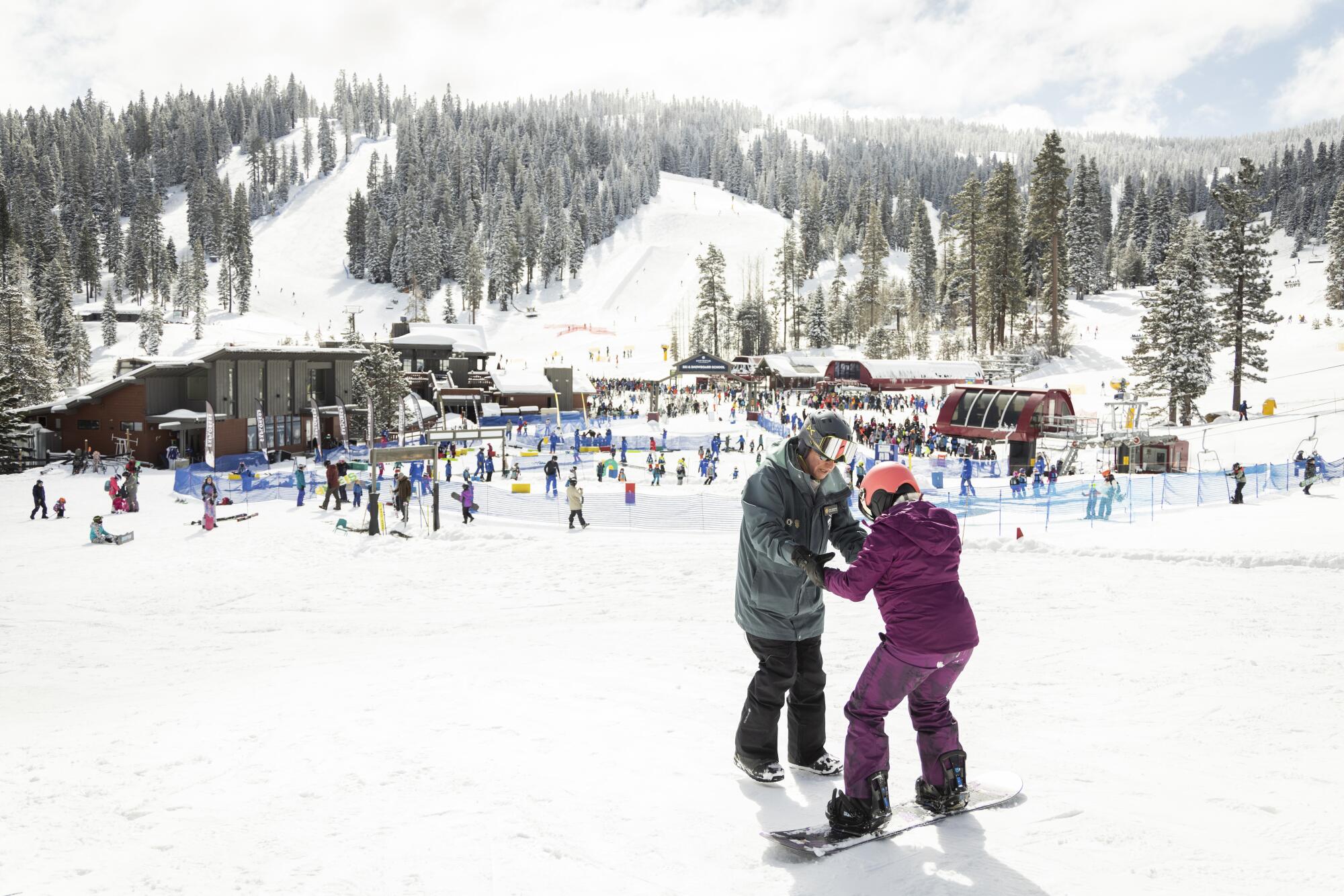 Dick Schulze giving ski and snowboarding lessons at Northstar .