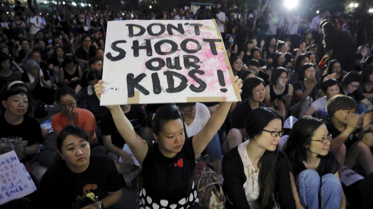 Hundreds of mothers held a protest against the extradition bill in Hong Kong on June 14, 2019.