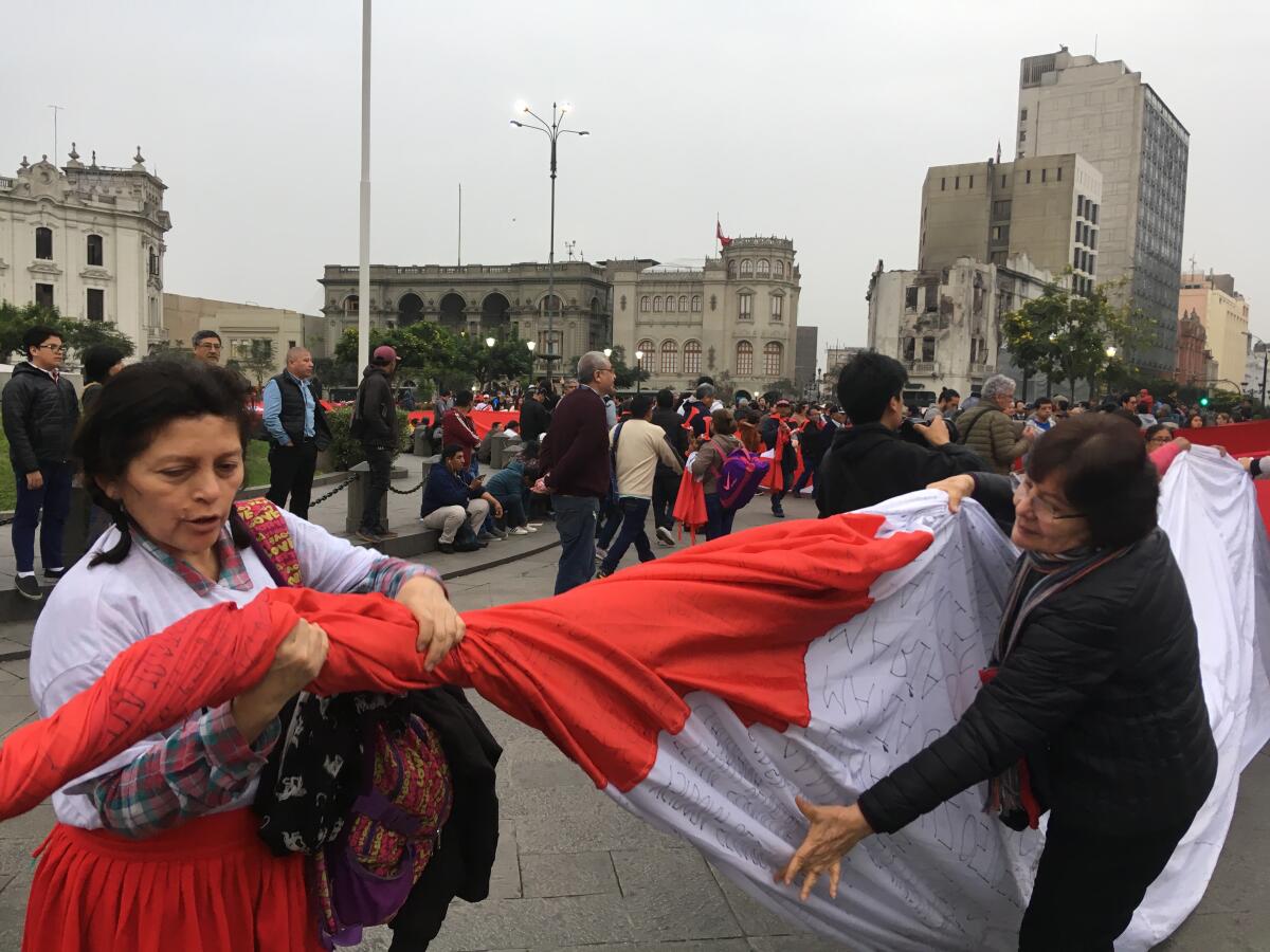 Rally in Lima with the names of alleged victims of forced sterilizations