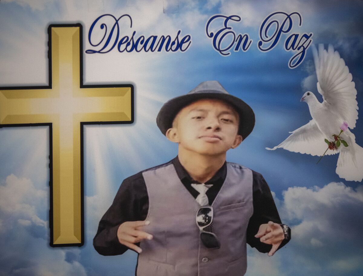 A memorial poster of Margarito Lopez Jr., who was 22.