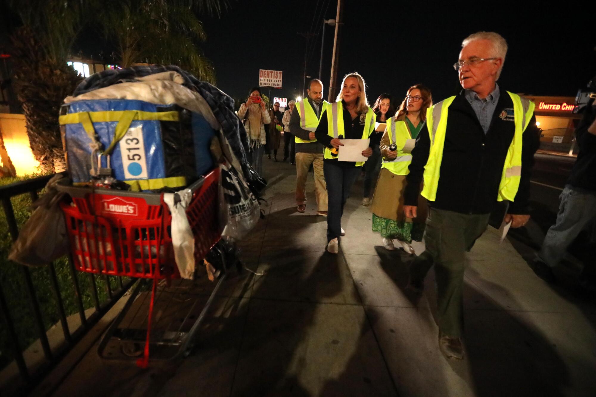 People participate in the 2024 homeless count in North Hollywood.