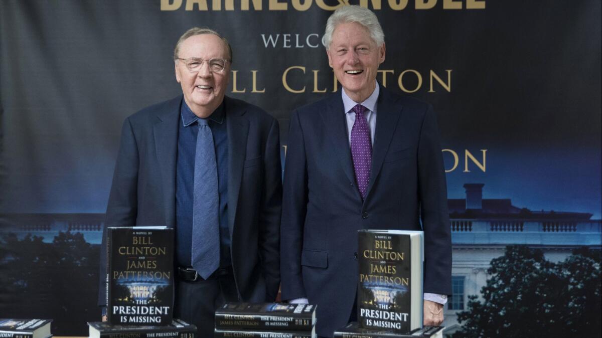James Patterson and former President Bill Clinton at Barnes & Noble June 5 with their book, "The President Is Missing."